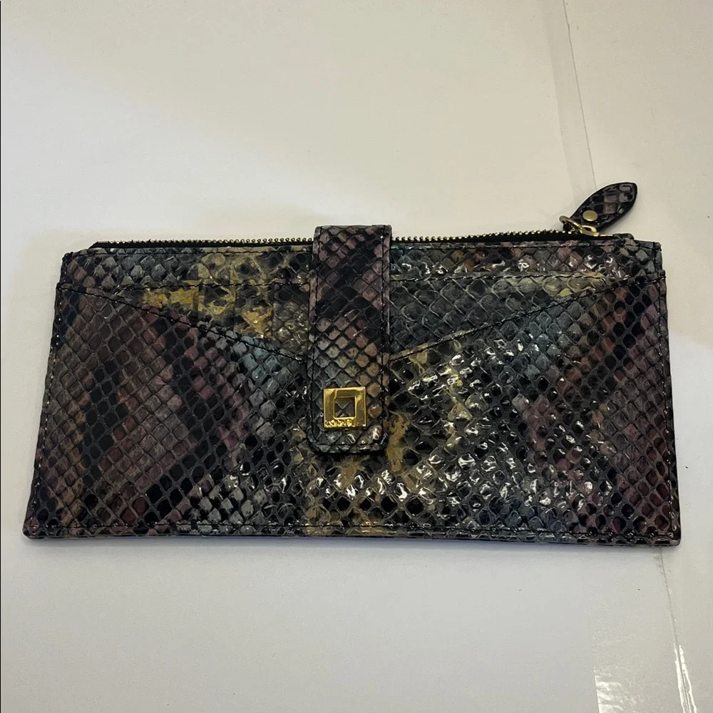New LODIS Wallet Multi Credit Card Holder Reptile Leather Luxury Chic